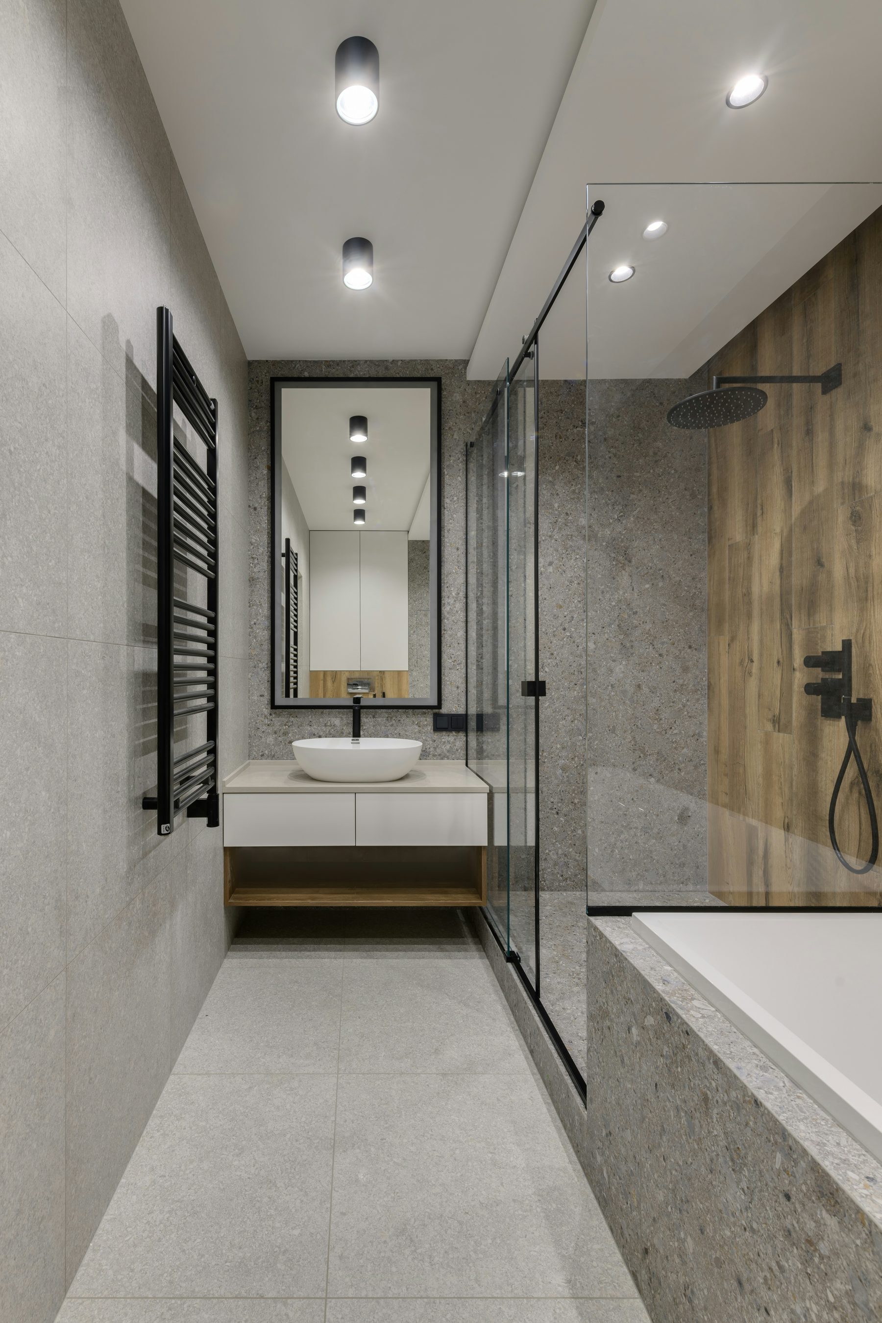 Precision Craftsmanship, Tiling to AS 3958.1 with planned set-outs and centred niches.